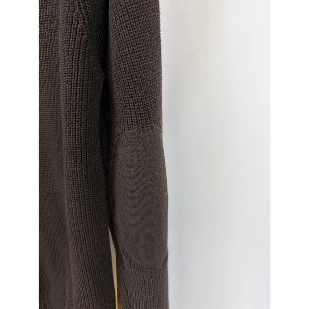 Vintage Chaps Brown Knit Zip-Up Jacket with Felt Elbow Patches Large - Picture 5 of 10